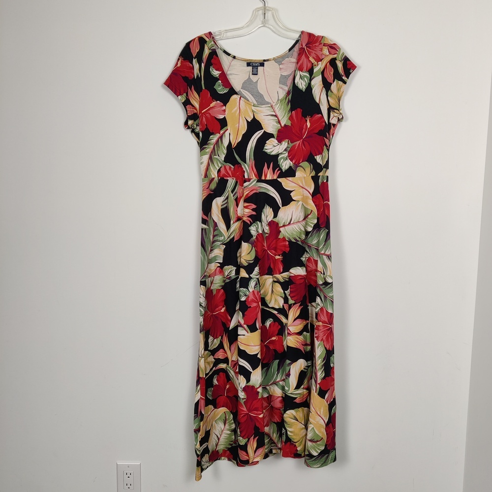 Chaps Floral Print Maxi Jersey Dress, Women's XL Bohemian